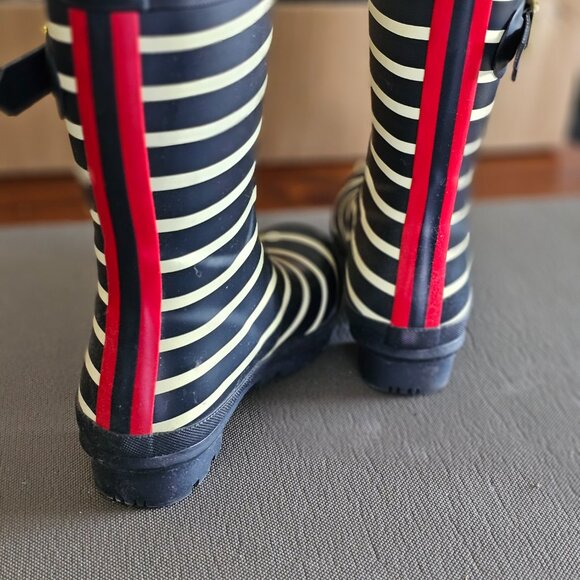 Joules Molly Welly Rain Boots. French Navy Stripe. Sz 6 - Picture 3 of 4